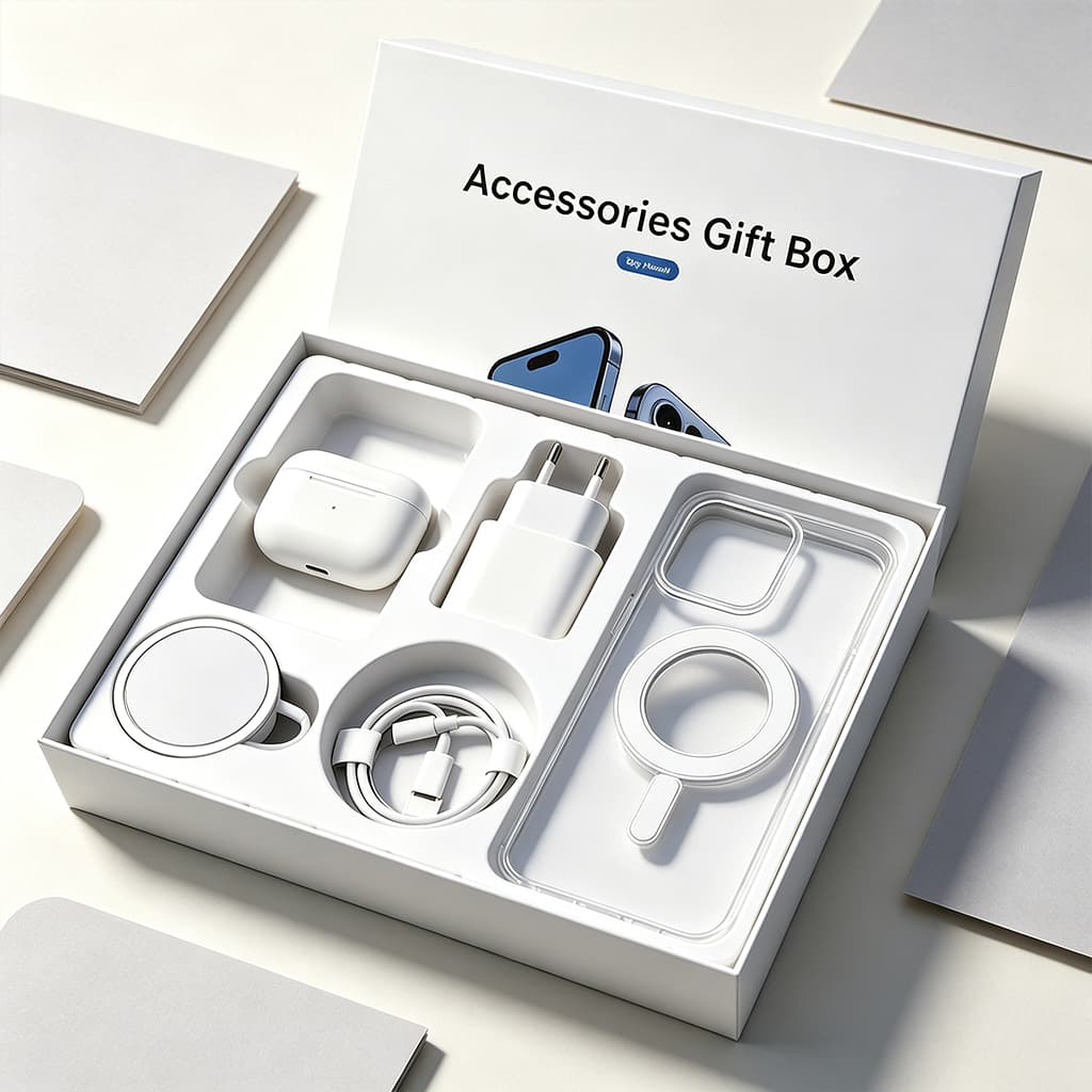 2026 Kit MagSafe 5 em 1 para iPhone 11/12/13/14/15/16 Pro - Capa Cabo Dados Carregador Sem Fio Rápido AirPods 3