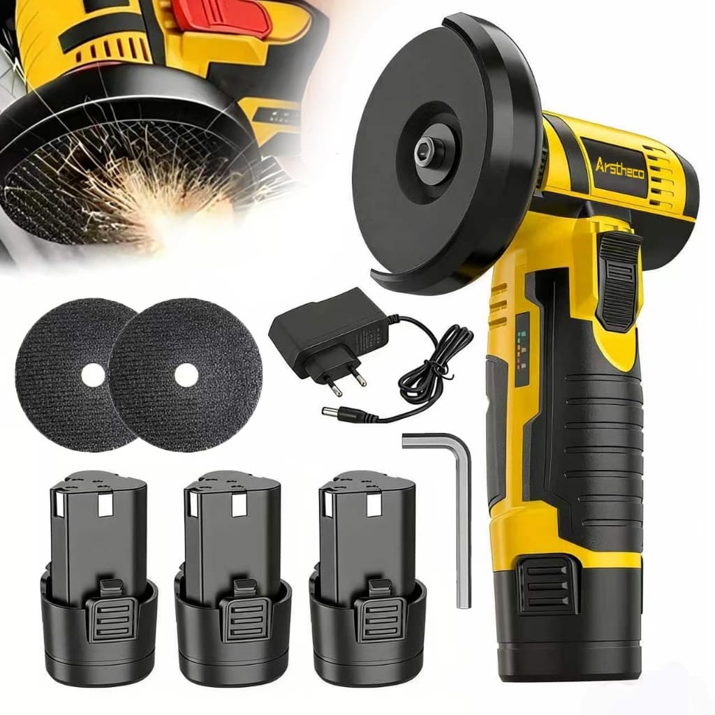 Esmerilhadeira Lixadeira Sem Fio 12V Portátil Recarregável 76mm Mini com 2 Baterias Arstheco