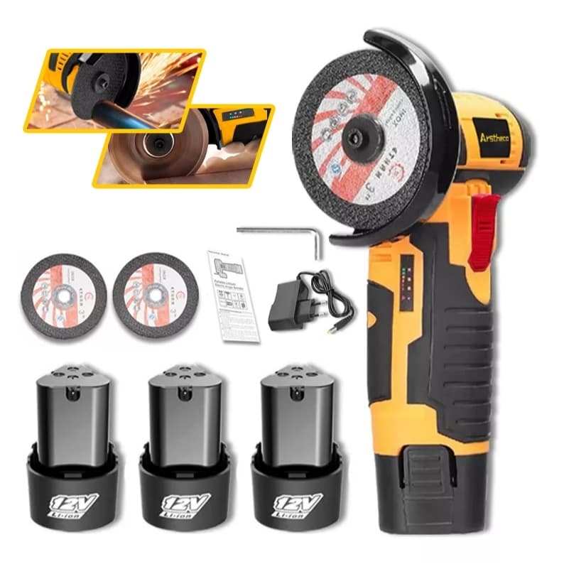 Mini Esmerilhadeira Lixadeira Elétrica Recarregável Sem Fio Bivolt 110v/220v Com 2 Baterias
