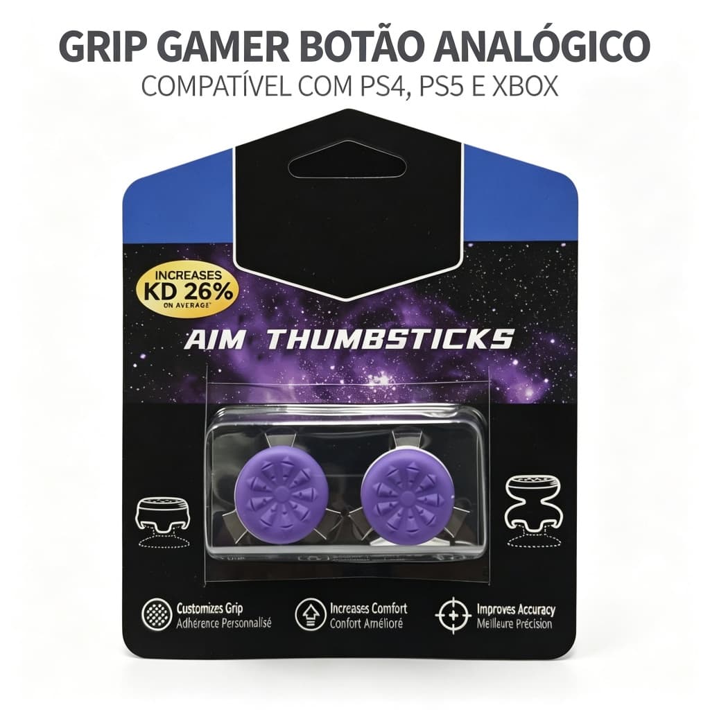 Grip Gamer Botão Analógico Controle Videogame Ps4 Ps5 Xbox