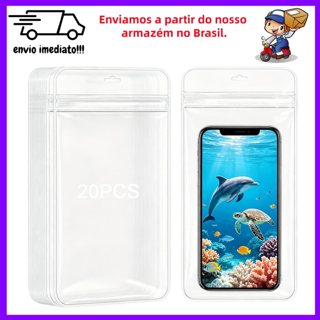 Capa Bolsa Prova DÁgua Celular 7.2 Toque Sensível Mergulho Piscina-Moto Chuva Capinhas Case Celular Transparente Univers