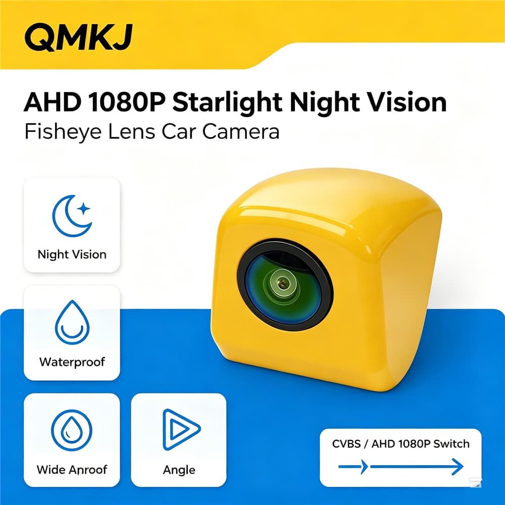 AHD 1080P Starlight Night Vision Câmera Reversa De Carro Fisheye Grande Angular De Visão Traseira À Prova D'água Imagem 