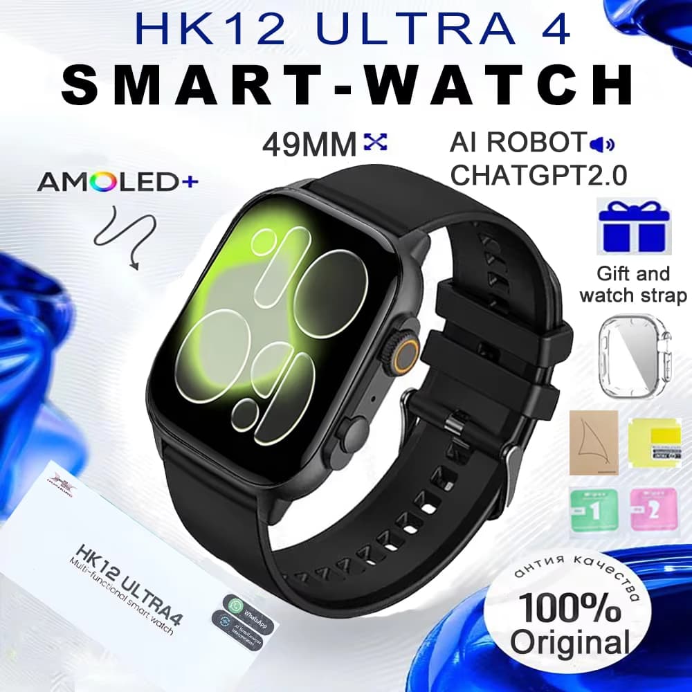 HK12 ULTRA 4 Smartwatch AI Robot AMOLED Relógio de rede NFC Bússola 49mm Bluetooth Homens Mulheres Relógio inteligente