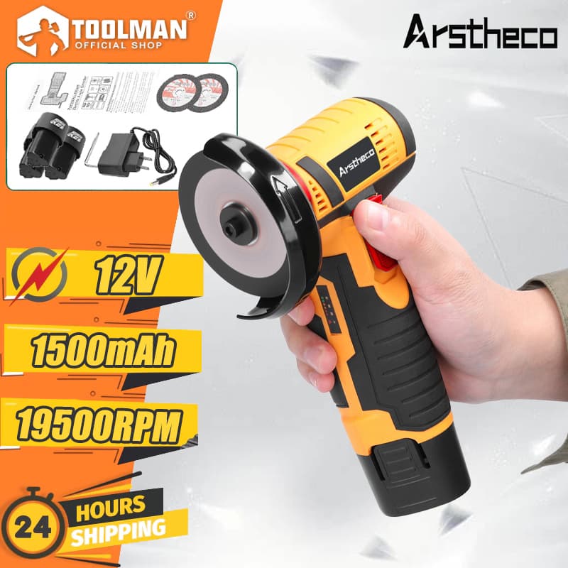 12V Esmerilhadeira Lixadeira Sem Fio Portátil Serra Mármore 3 Bateria