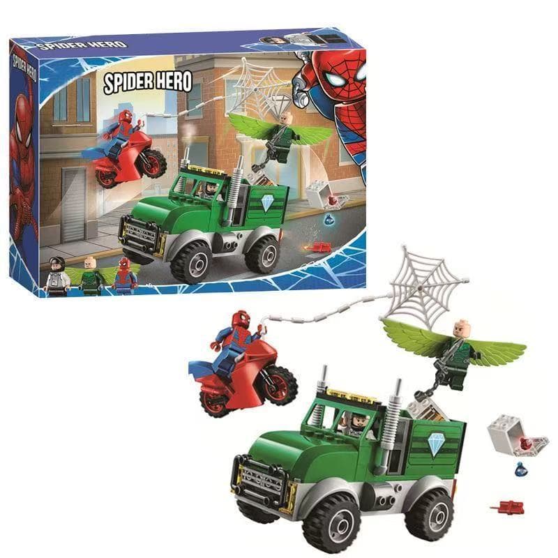 76147 Compatível com blocos de montar LEGO Super Herói Aranha Caminhão Abutre Grande Ladrão Brinquedo de Montar para Men