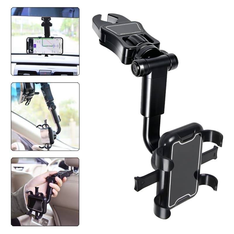 Suporte De Telefone Para Carro 2 Em 1 Ajustável 360 , Espelho Retrovisor E Montagem No Banco Traseiro , Universal Celula