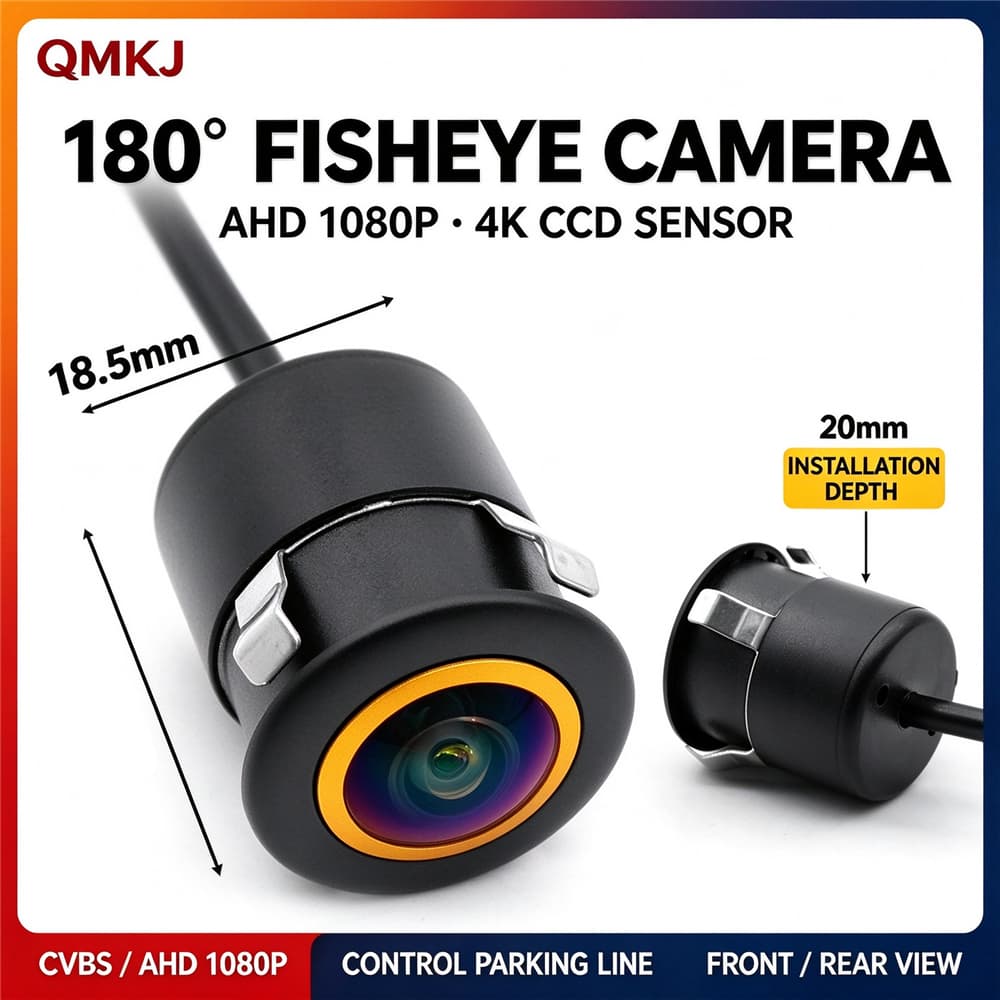 Câmera Reversa De Carro QMKJ AHD 1080P De Backup Embutida De 18.5 Mm Starlight Night Vision Visão Traseira Frontal À Pro
