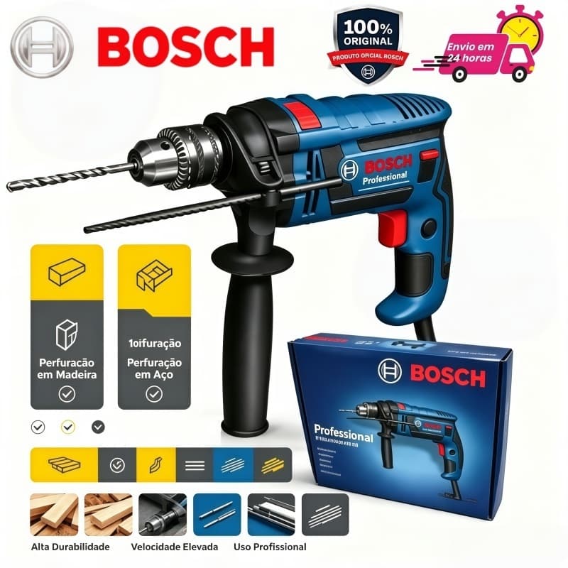 Furadeira de Impacto e Elétrica Bosch Parafusadeira Original GSB 16 RE 1200W 1/2"