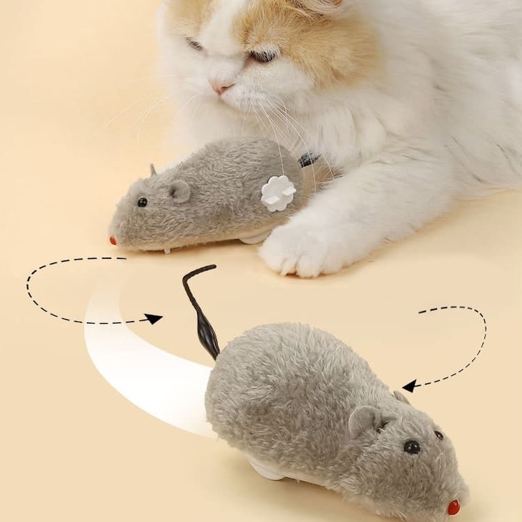 Simulação de brinquedo de relógio de rato de pelúcia/brinquedo de cachorro de gato fofo para animais de estimação