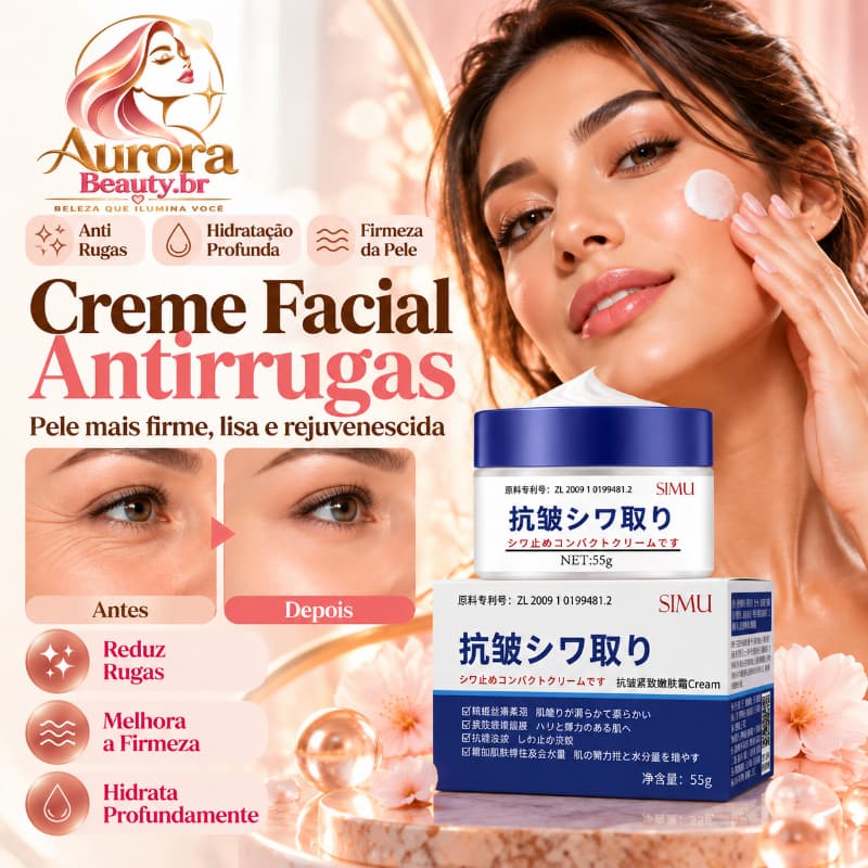Creme Anti Rugas 55g Creme Facial Anti Idade Hidratante Reafirmante Pele Firme Linhas Finas Rejuvenescimento Facial