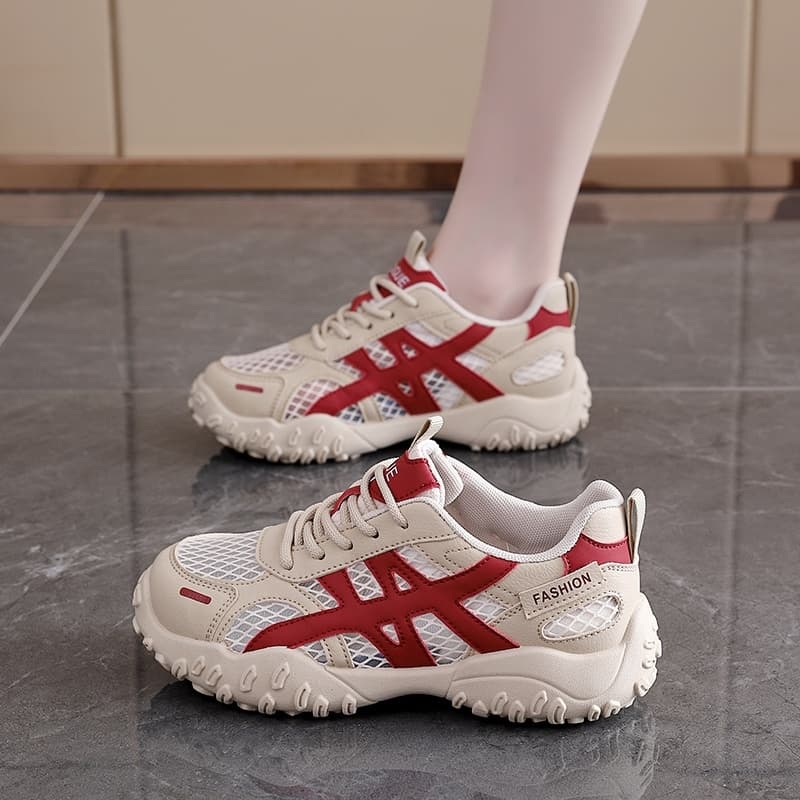 Tênis Feminino Casual De Malha Respirável , Sola Grossa Antiderrapante , Calçado Estilo Pai , Confortável Para Caminhar 