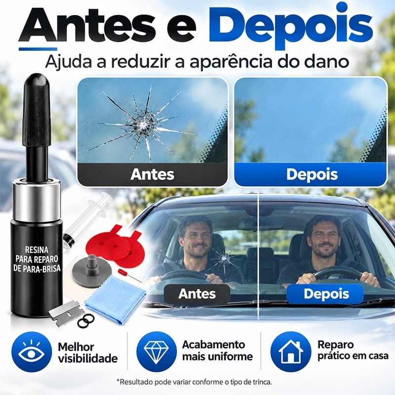 Kit De Reparo De Pára-Brisa , Resina Rachaduras De Vidro DIY Para Chips E , Conjunto Completo De Ferramentas