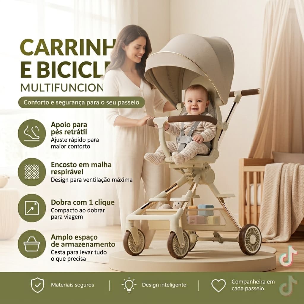 Carrinho de bebê, com cesta de armazenamento, pode ser empurrado em dois sentidos, roda Universal de 360 graus, leve, su