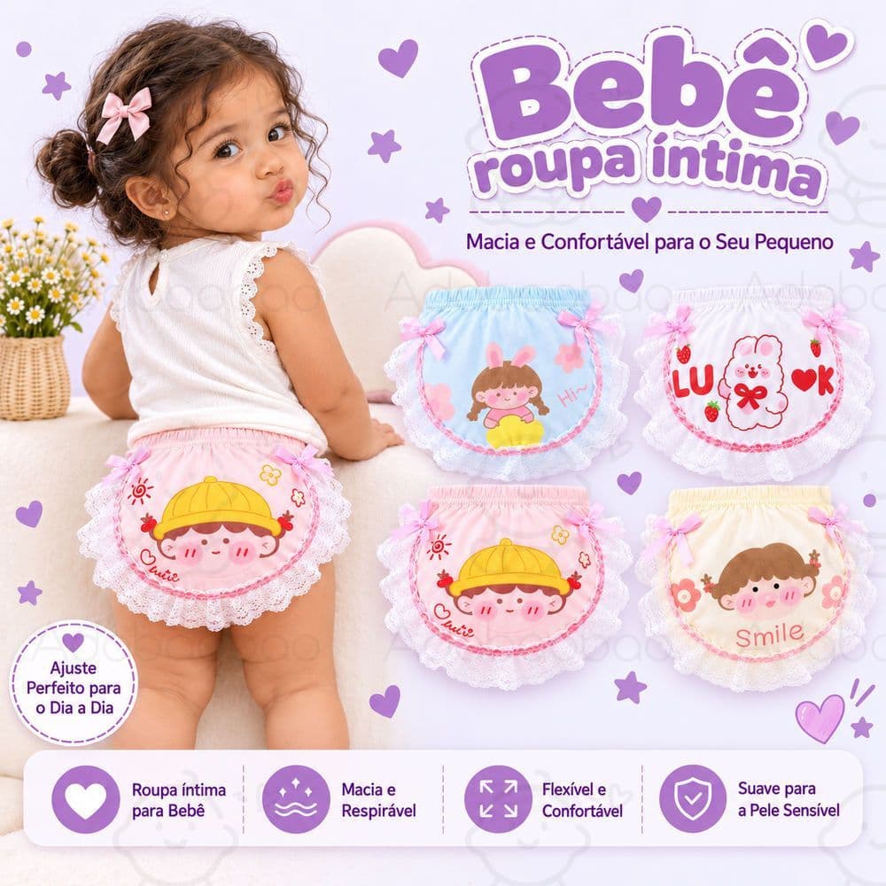 2027 Quente 100 % Algodão Cor Sólida Impresso animal Roupa Interior Das Crianças Meninas Recém-Nascidos Fraldas Calças B