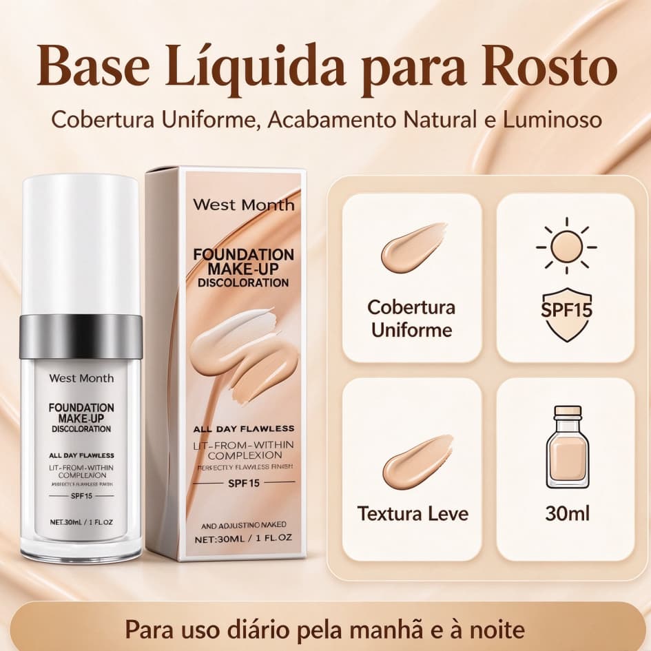 Corretivo de base líquida iluminando SPF15 mesmo tom de pele maquiagem de longa duração segurando 30ml