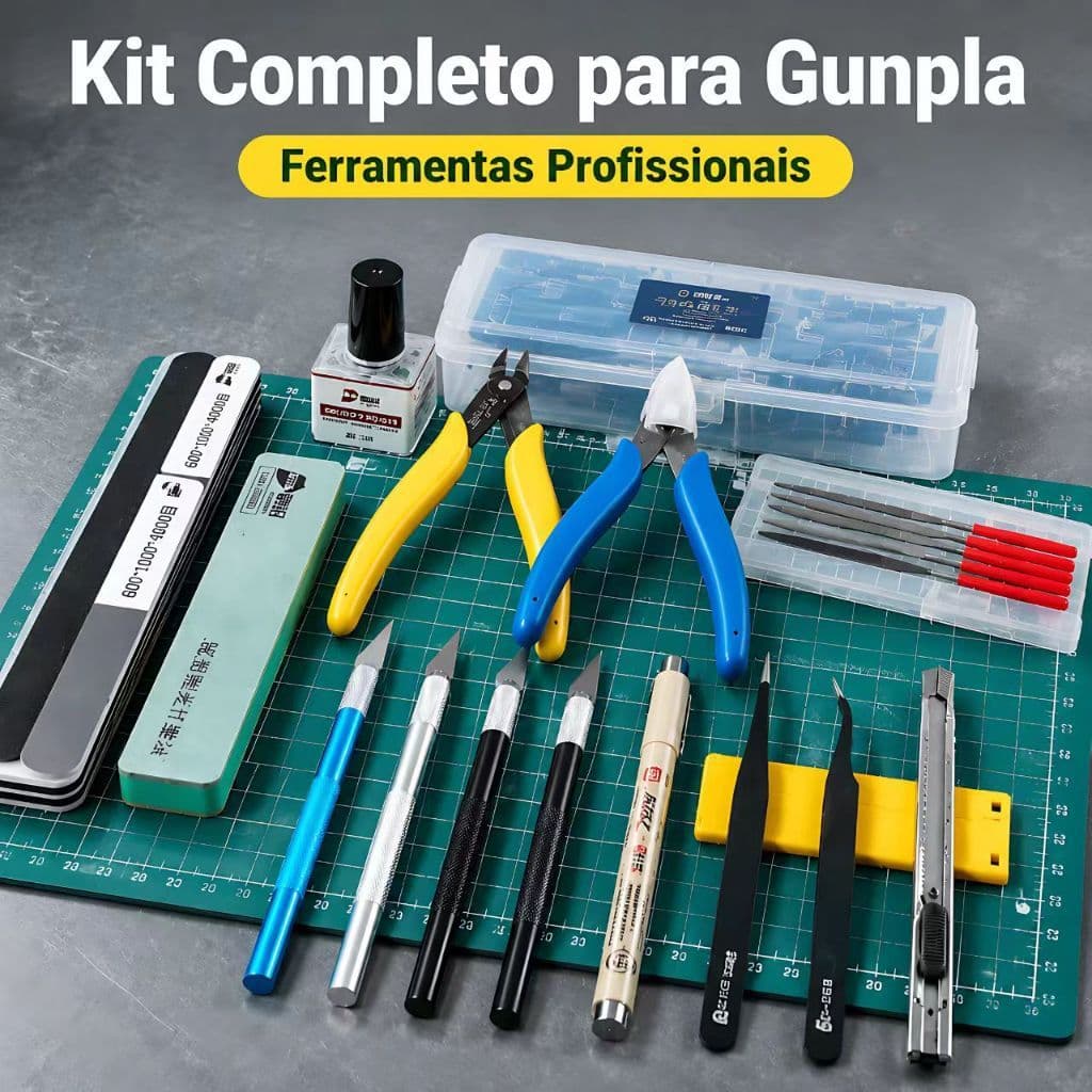 Kit De Ferramentas De Construção De Modelo Gundam Completo Profissional , Cortador Lateral Afiado , Conjunto De Lixa Mul