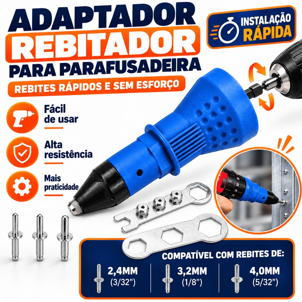 Cabeçote Rebitador para Furadeira Parafusadeira Ferramentas Reparo Metal