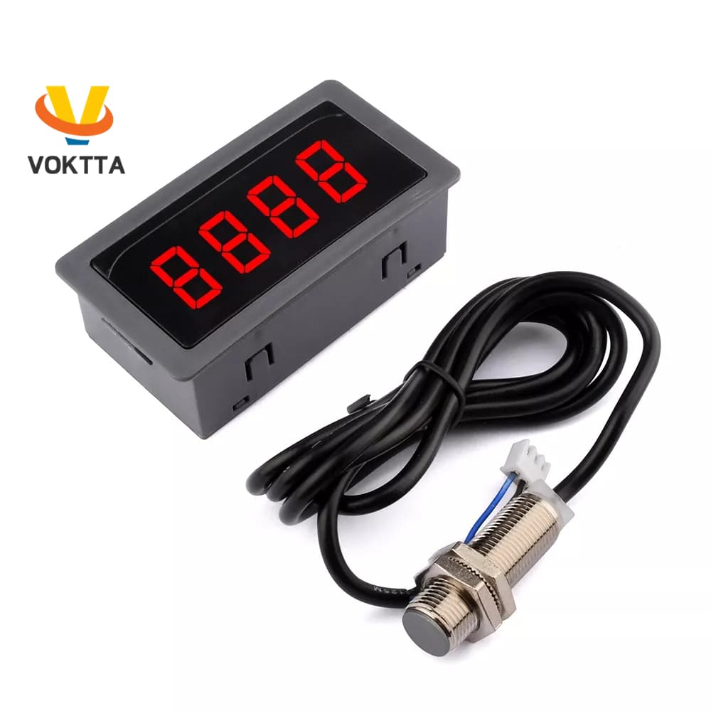 VOKTTA 4 Tacômetro Digital LED De Display NPN DC 5V/8-24V/AC 110V 220V 30-9999RPM RPM Sensor De Interruptor De Proximidade Do Medidor De Velocidade Hall