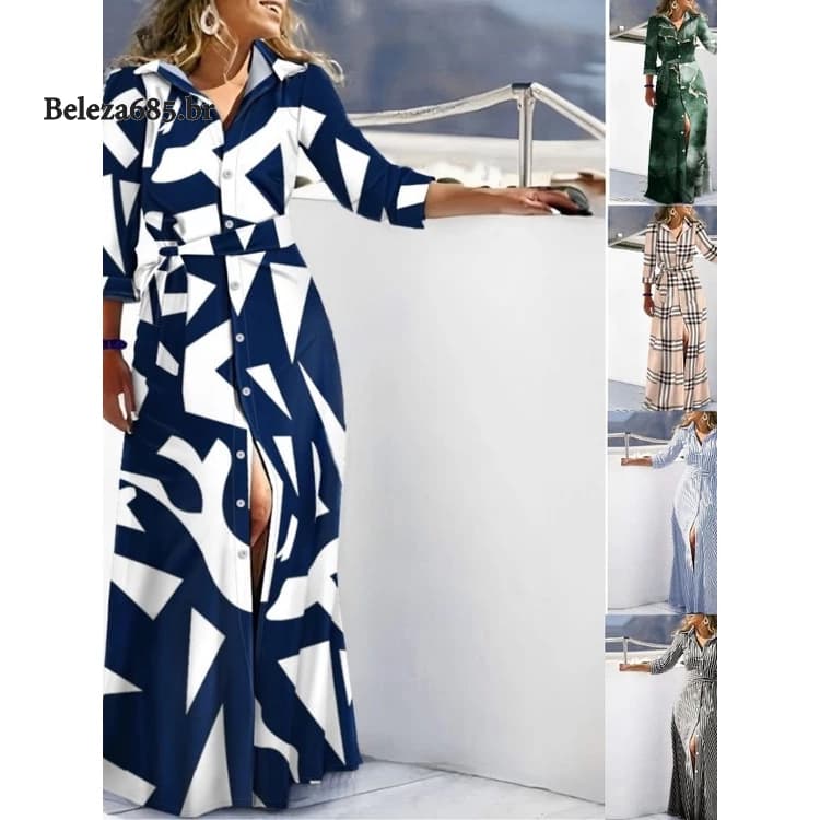 Feminino Verão Novo Renda Suspensório Gola V Estampa Vestido Solto Vestido longo Vestido feminino Vestido plus size Vestido longo plus size Vestido plu size feminino