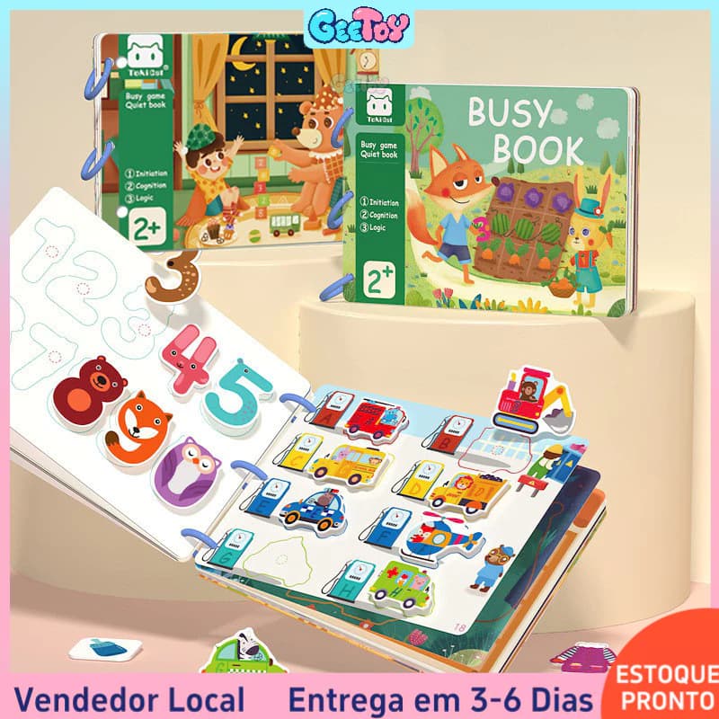 14/30 Páginas Livro DIY com Livro de Atividades para Bebês, Brinquedo Educativo para Crianças de 2 a 3 Anos