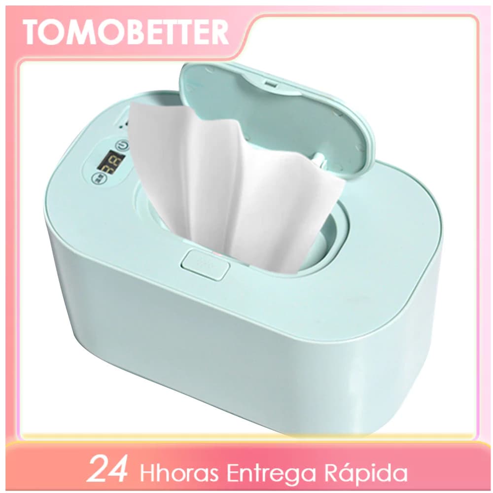 Aquecedor Lenço Umedecido Bebê USB 45°C Constante 80 Lenços Tampa Superior Portátil Silencioso Branco/Verde/Rosa
