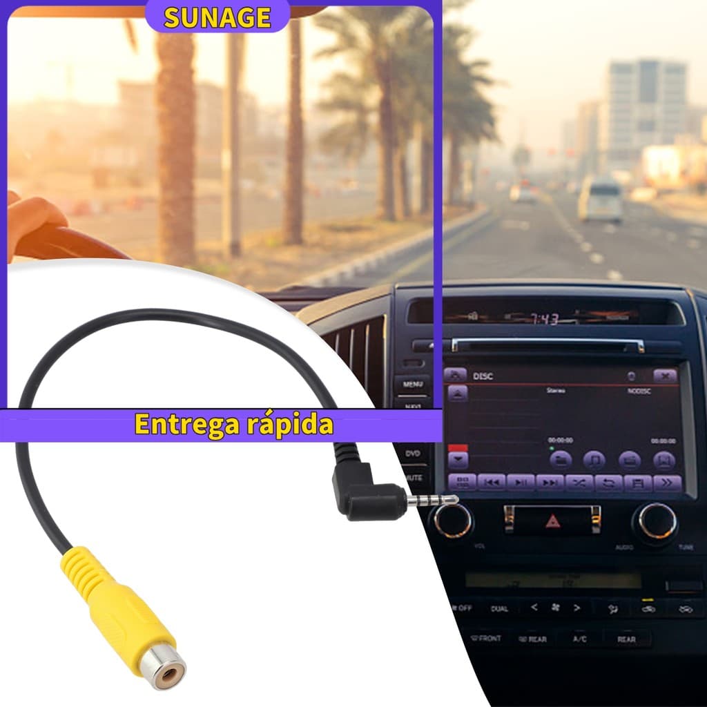 [SUNAGE] RCA Para 2.5 Mm AV Conversor Cabo Câmera De Estacionamento Reversa De Visão Traseira Do Carro DVR De