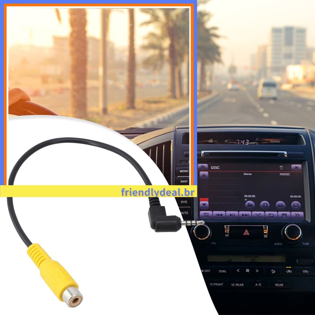 [FRND] RCA Para 2.5 Mm AV Conversor Cabo Câmera De Estacionamento Reversa De Visão Traseira Do Carro DVR De