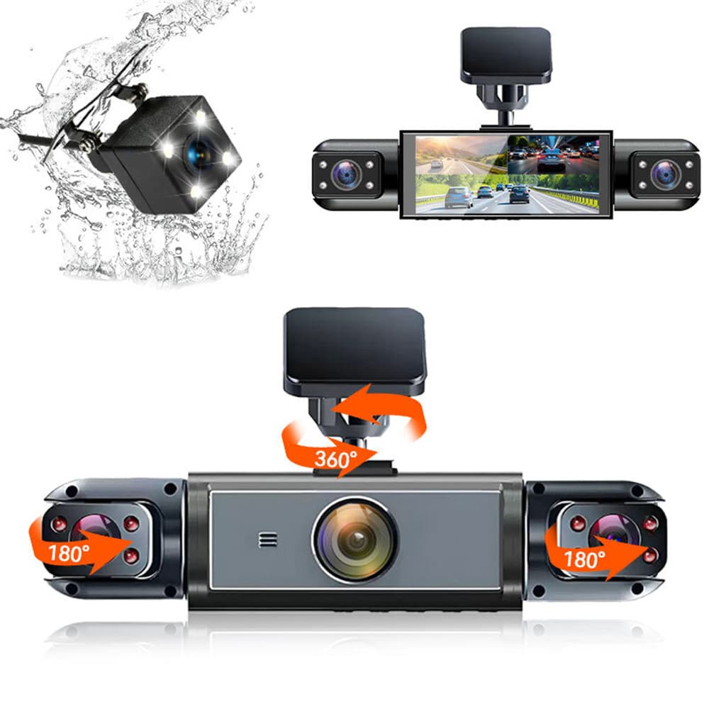 Dash Cam 4 Canais 360 ° Dashcam Interno Traseiro Dianteiro , Câmera De Carro Fhd 1080P 32Gb