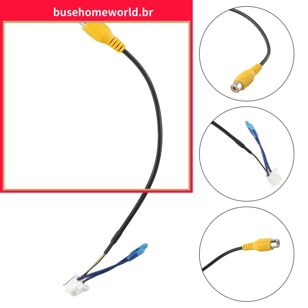 [BUHO] Adaptador De Cabo De Câmera De Backup De Visão Traseira De 10 Pinos RCA Para DVD De Rádio Estéreo De Carro