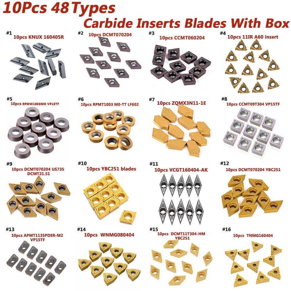 [TAMT] 10pcs 40 Tipos De Pontas De Carboneto CNC Insere Ferramenta De Torneamento De Torno Cortador De Lâmina + Caixa TU