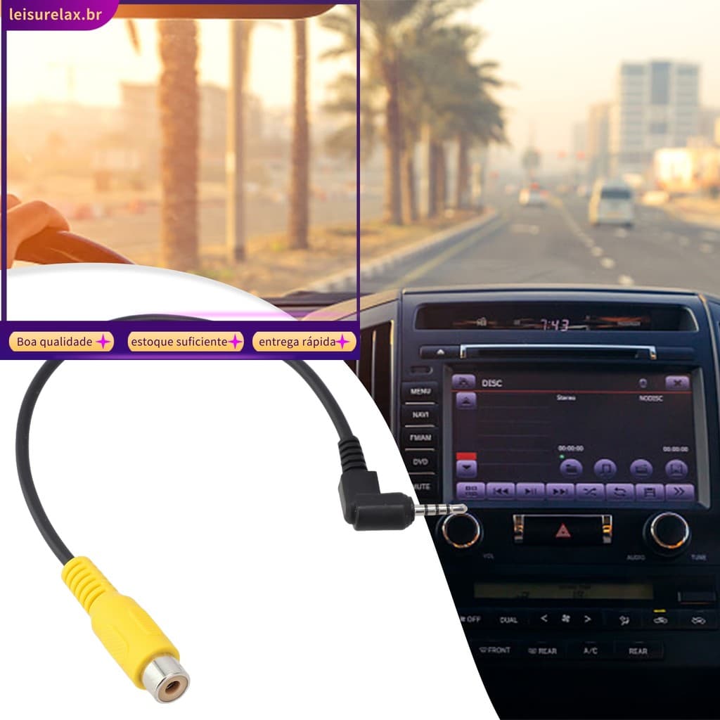 < SULA > RCA Para 2.5 Mm AV Conversor Cabo Câmera De Estacionamento Reversa De Visão Traseira Do Carro DVR De