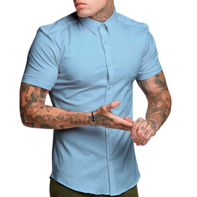 Camisa Social Masculino Manga Curta Blusa Masculina Social Com Algodão Camiseta Social Slim Fit