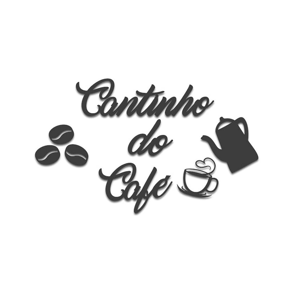 Letreiro Cantinho Do Café Com Xicara Bule E Grão Feito Em Mdf