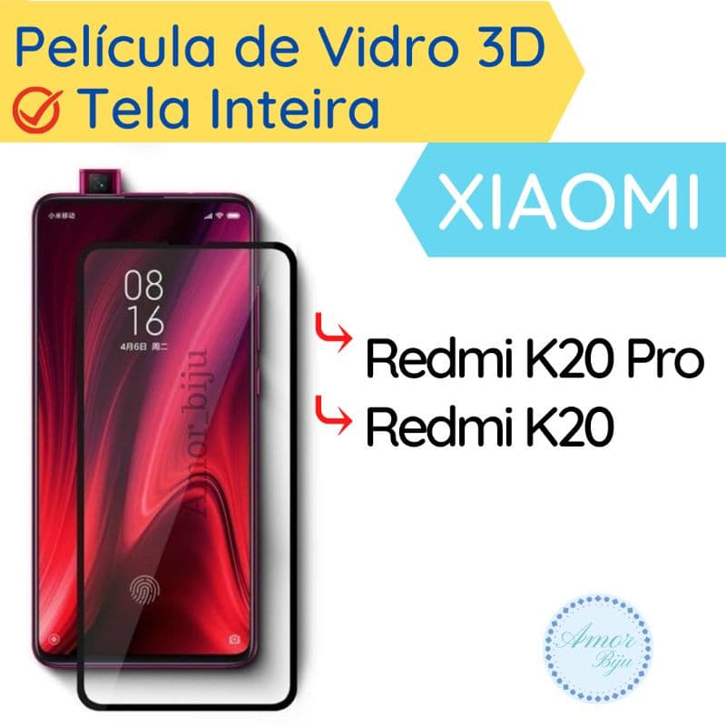 Película de vidro 3D Xiaomi Redmi K20 Pro / Redmi K20 Protetor de tela inteira celular smartphone