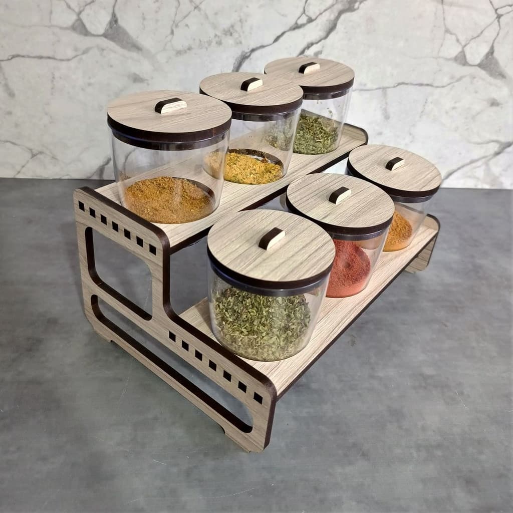 Potes De Tempero Com Porta Condimentos porta temperos Cozinha Mdf 6 Potes