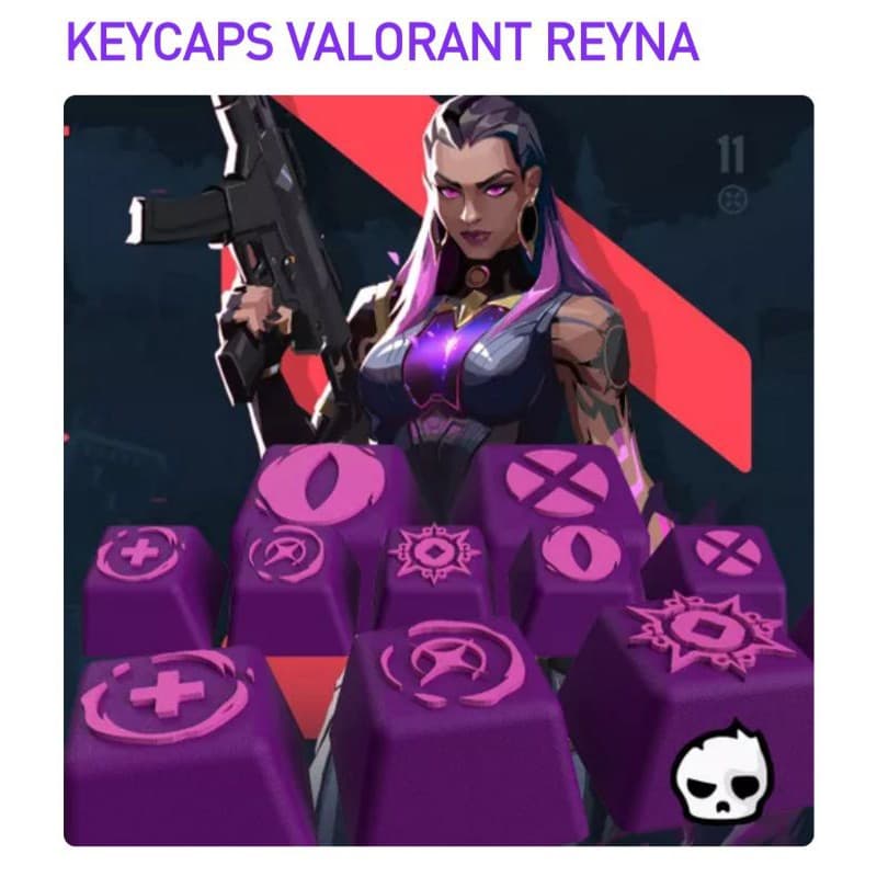 kit Keycaps Valorant REYNA (PRODUZIDO EM 3D) Teclado PADRÃO MECÂNICO.