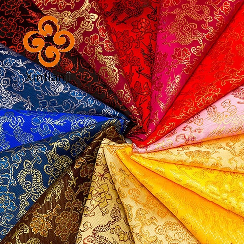 Tecido De Cetim Jacquard Brocado Estilo Chinês Para Cheongsam Quimono E Bolsa Patchwork Material De Bordado Por Quintal