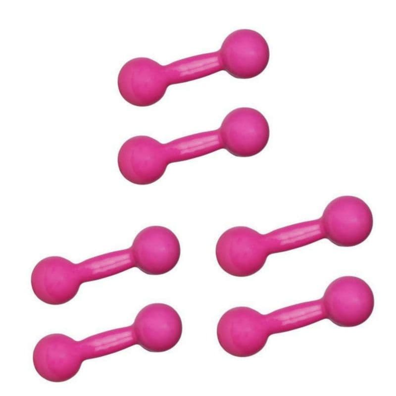 Kit Par Halter Peso Emborrachado Rosa 1 Kg + 2 Kg + 3 Kg Academia Treino Musculação
