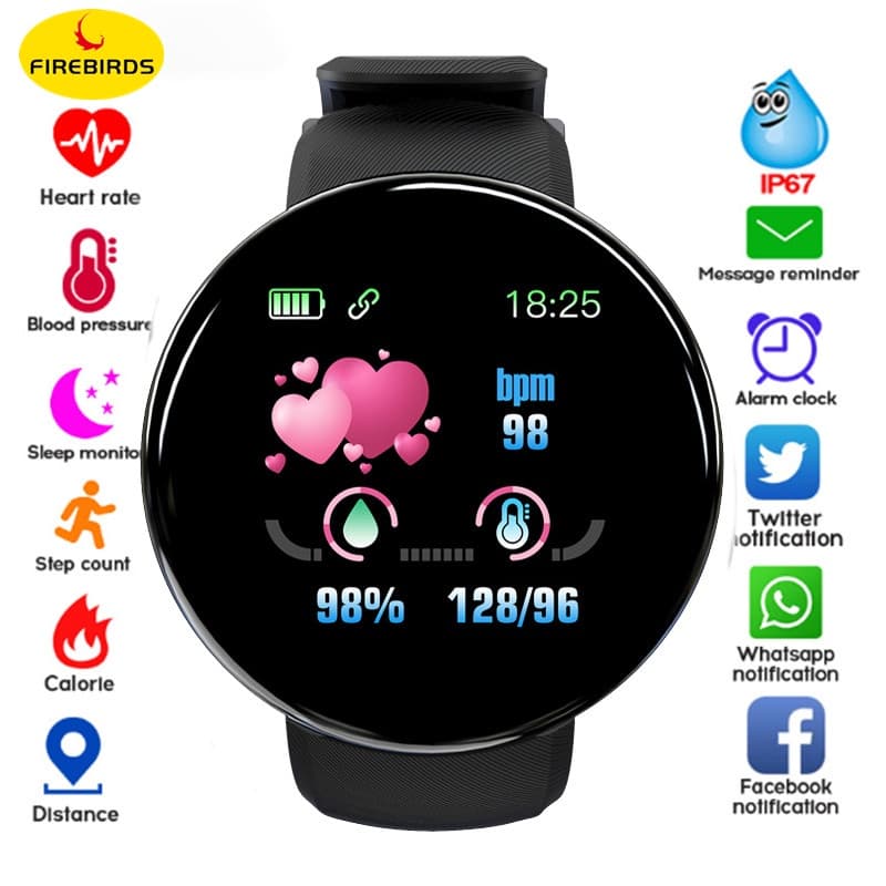 Novo Relógio Das Mulheres Dos Homens Pulseira LED D18 Smartwatch Inteligente À Prova D'água De Tela De Toque Smartband