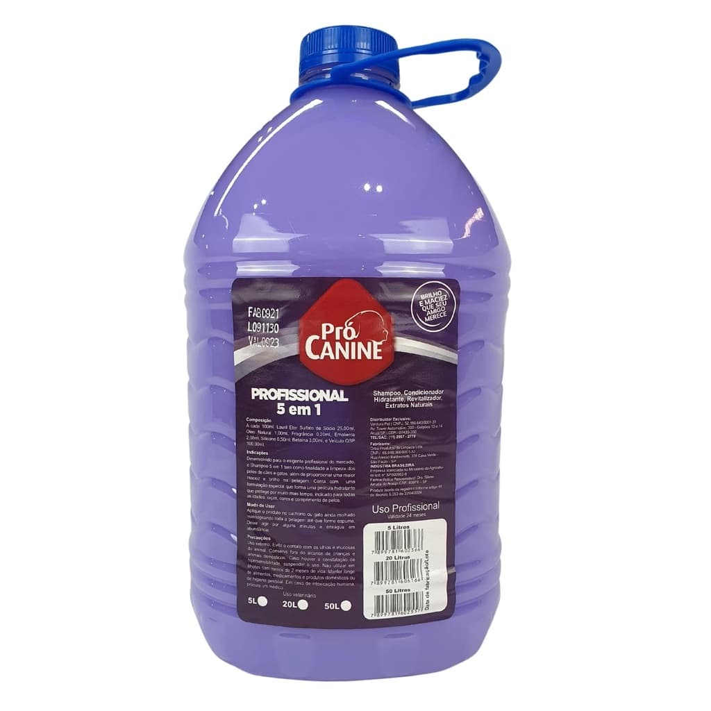 Shampoo para Cachorro Pet Shop 5 em 1 PróCanine - 5 litros