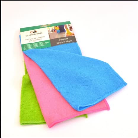 Kit 3 Panos De Microfibra oara limpeza de Carro 30x30cm Limpeza Ou Pia Casambiente