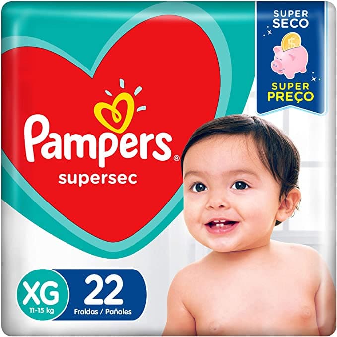 Fralda Pampers Supersec, tamanho XG, com 22