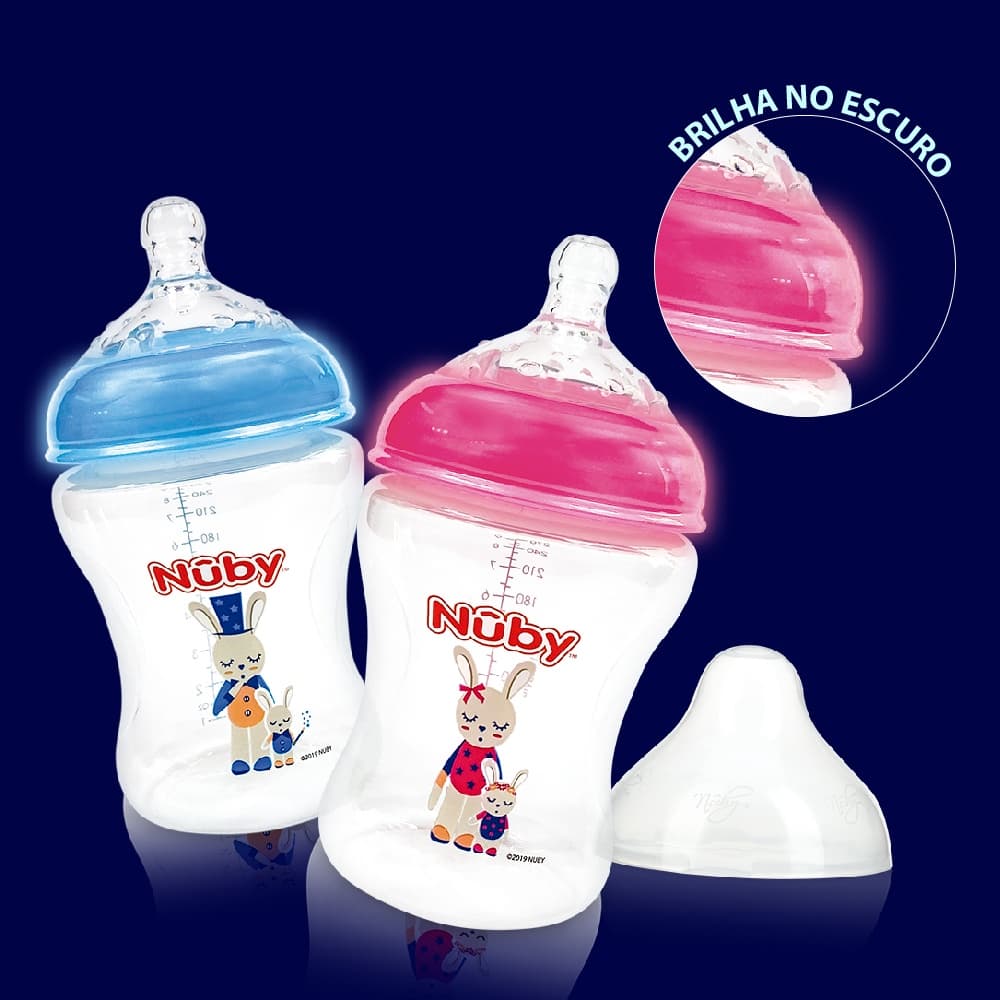 Mamadeira Anticólica Infantil para Bebê Recém Nascido Nûby com Bico de Peito Silicone + Tampa