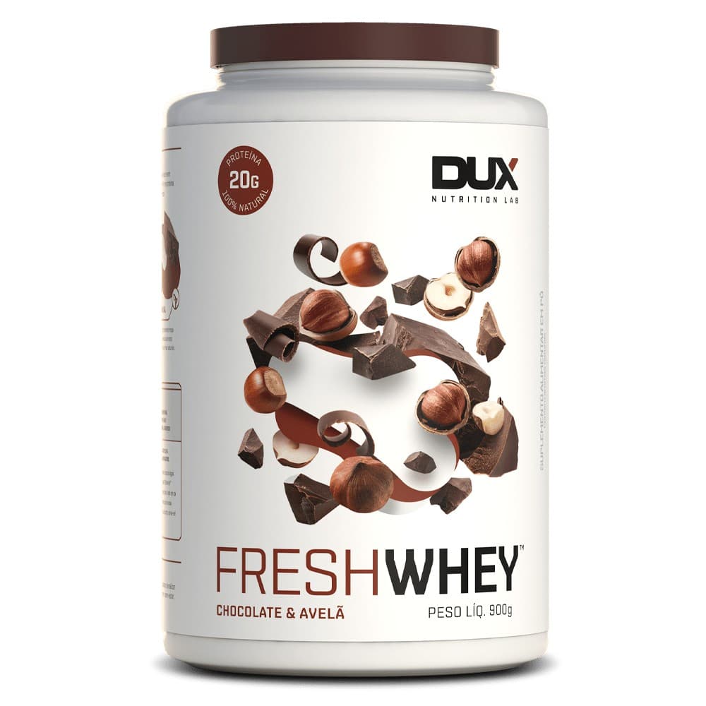 Suplemento  Fresh Whey Dux Nutrition Protein Sabor Chocolate Belga E Avelã Em Pote De 900 e 450g