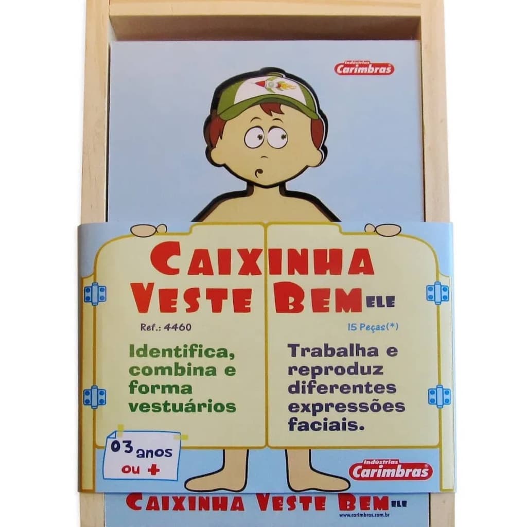 Caixinha Veste Bem Ele Menino - Brinquedo Educativo de Madeira - Brinquedo Terapêutico - Brinquedo Autismo