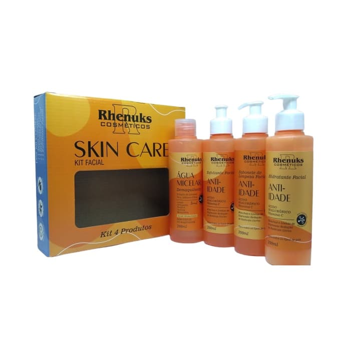 Kit de Tratamento Facial Skin Care Anti-idade 4 Produtos - Rhenuks