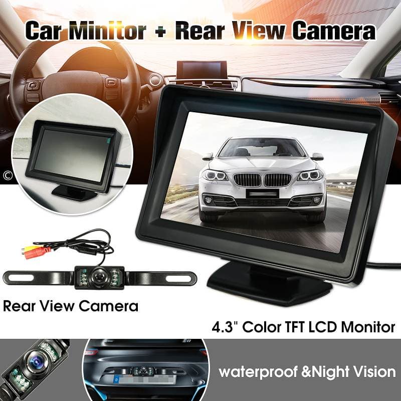 4.3 " tft lcd Tela De monitor De Carro Automático Invertendo Câmera De Visão Traseira Sistema De Estacionamento Noturna 