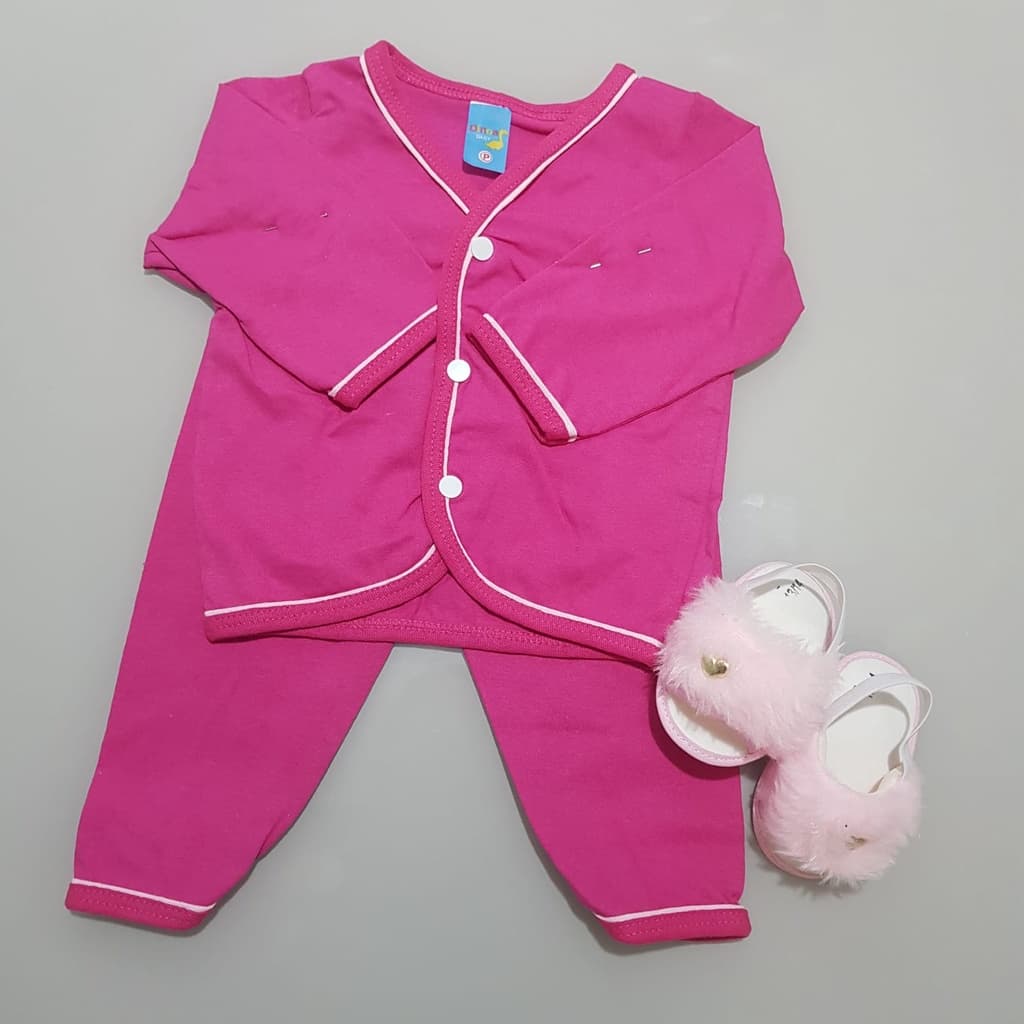 Conjunto bebê pijama de botão menina liso baby Pijama de bebê Americano Confortável Algodão