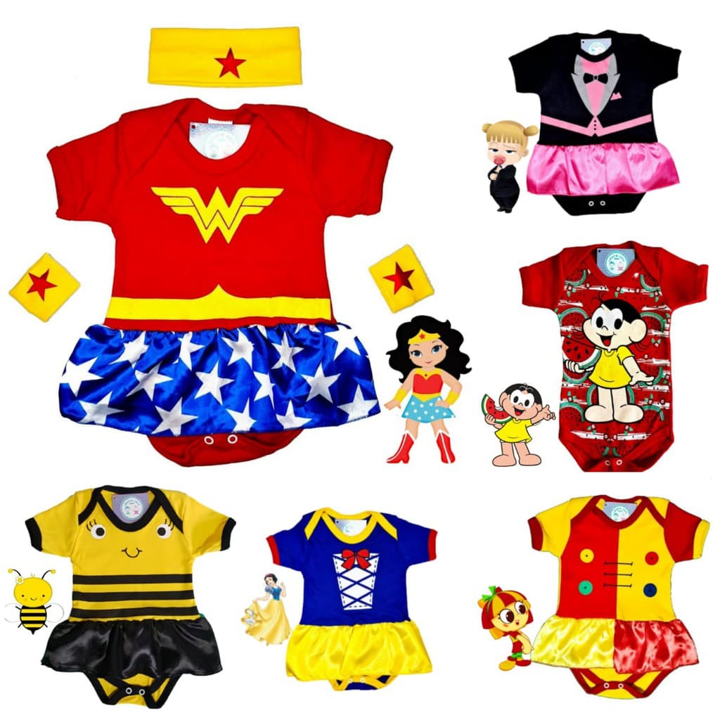 Body Temático Bebê Infantil Menina / Fantasia Mesversário - Escolha o Modelo