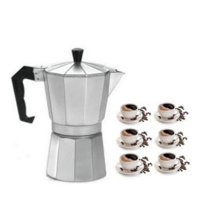 Cafeteira Italiana 6 Xicaras Moka Café Expresso em Aluminio